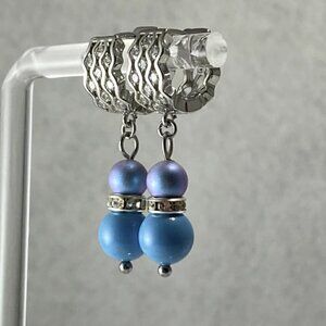 Austrian Crystal Pearls on Sterling Silver Earrings with Cubic Zirconia Stones